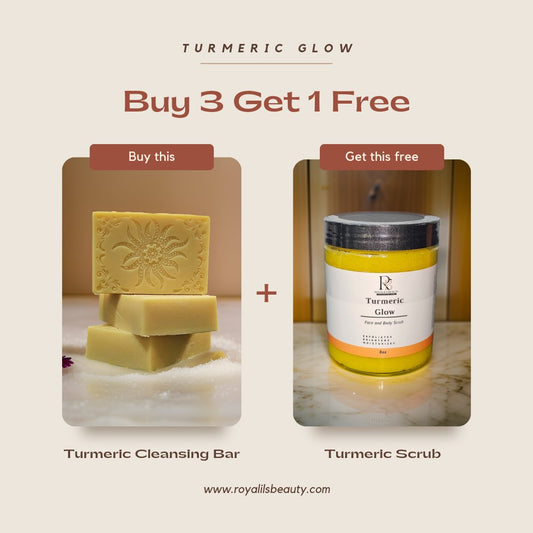 Turmeric Glow Face and Body Cleansing Bar Brightening Lemon (Buy 3 Soap Get FREE Scrub) - Royalils Beauty